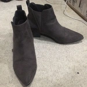 Dark gray faux suede Chelsea booties